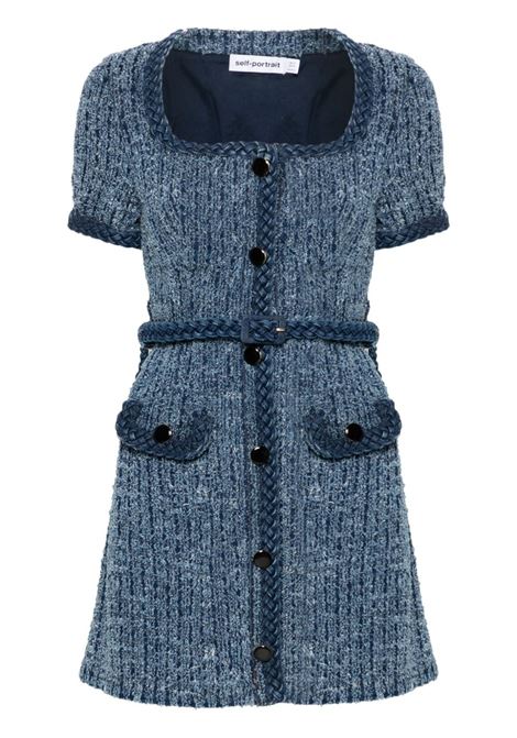 Blue button-embelished mini dress Self-Portrait - women