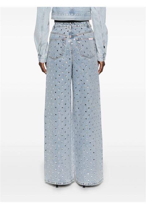 Light blue crystal-embellished wide-leg jeans Self-Portrait - women SELF-PORTRAIT | PF24839PBL