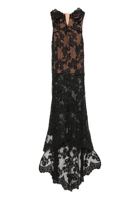 Black rhinestoned lace maxi dress Self-portrait - women SELF-PORTRAIT | RS25201XB