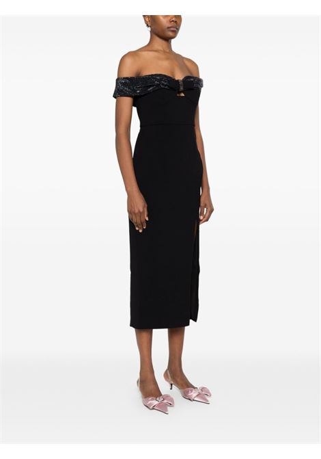 Black bow midi dress Self-portrait - women SELF-PORTRAIT | RS25900MB