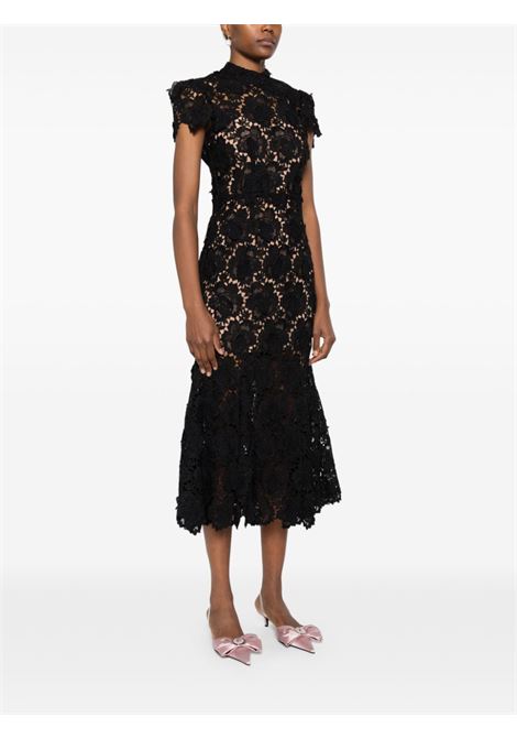 Black floral-lace midi dress Self-portrait - women SELF-PORTRAIT | RS25904MB