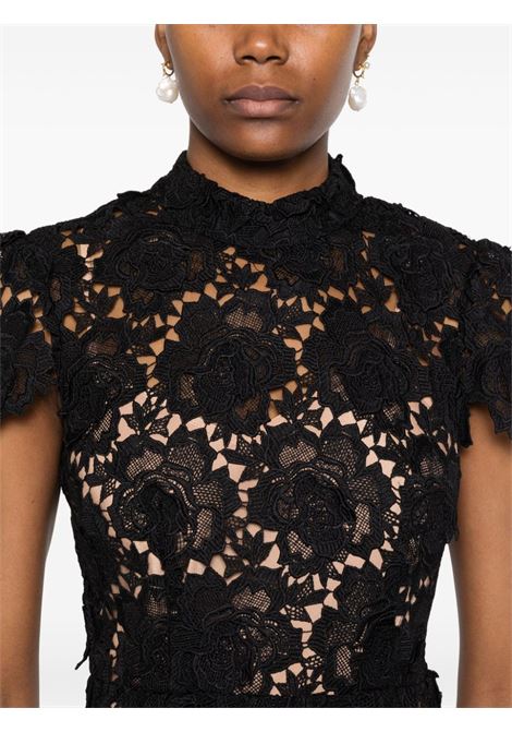 Black floral-lace midi dress Self-portrait - women SELF-PORTRAIT | RS25904MB