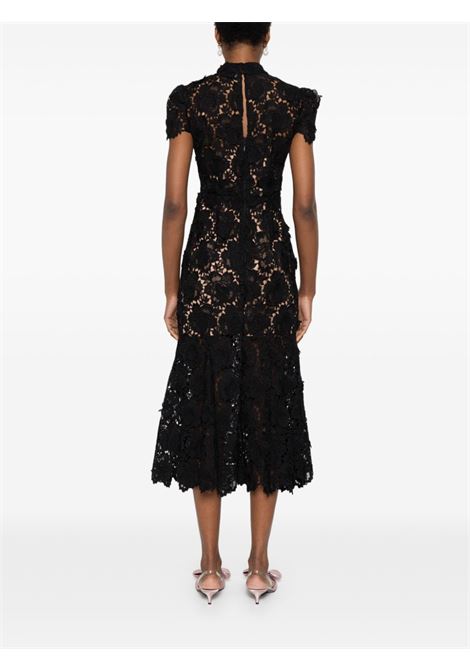 Black floral-lace midi dress Self-portrait - women SELF-PORTRAIT | RS25904MB