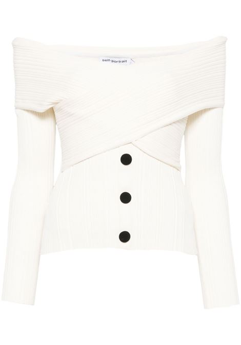 Top con spalle scoperte in bianco avorio Self Portrait - donna SELF-PORTRAIT | SC24001TC