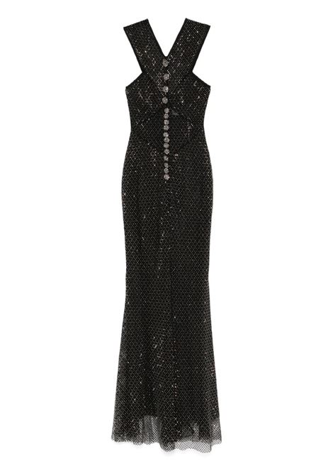 Abito midi con strass in nero Self Portrait - donna SELF-PORTRAIT | SC24002MB