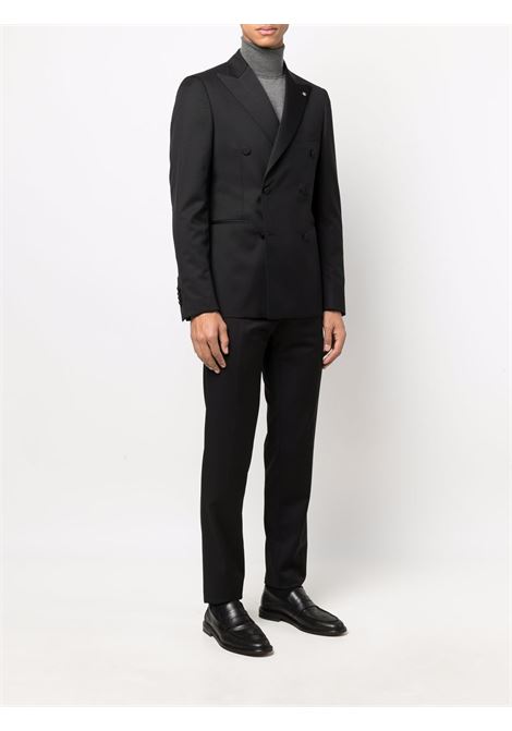 Black wool fitted double-breasted suit Tagliatore - men TAGLIATORE | SFBR10A01060001N5012