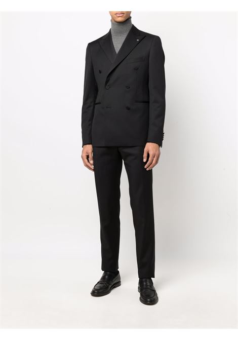 Black wool fitted double-breasted suit Tagliatore - men TAGLIATORE | SFBR10A01060001N5012