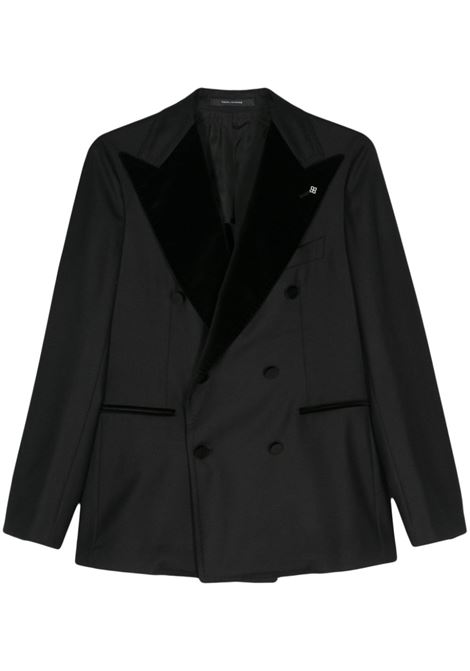 Black velvet-trim double-breasted blazer Tagliatore - men TAGLIATORE | Blazers | VPL10A080005N5043