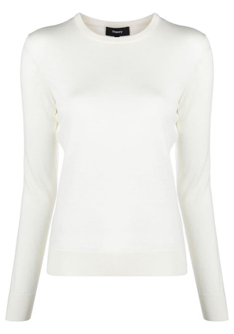 Maglia in lana a maniche lunghe in bianco avorio Theory - donna