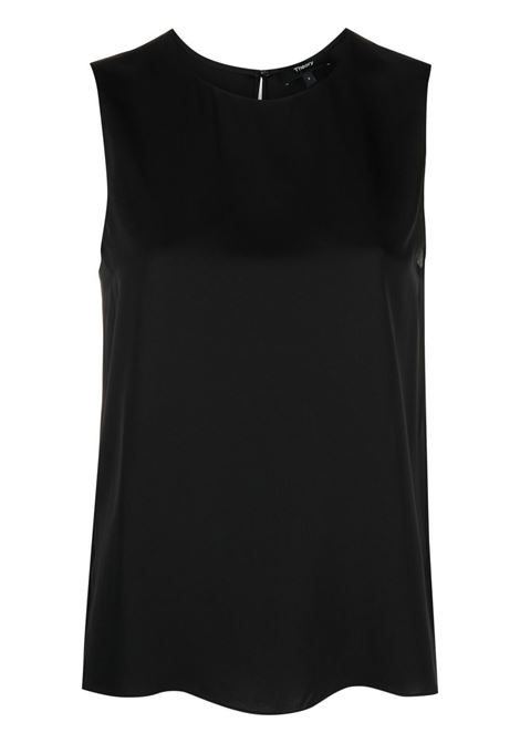 Black sleeveless silk vest top Theory - women