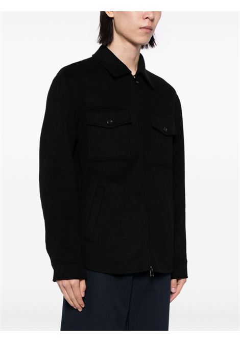 Black zip-up felted shirt jacket Theory - men THEORY | N08714231KV