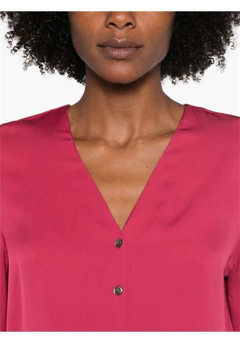 Camicia in seta scollo a V in rosa lampone Theory - donna THEORY | O0702509UGF