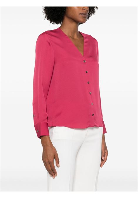 Camicia in seta scollo a V in rosa lampone Theory - donna THEORY | O0702509UGF