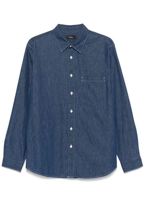 Camicia denim in blu Theory - uomo THEORY | O0774526G1W