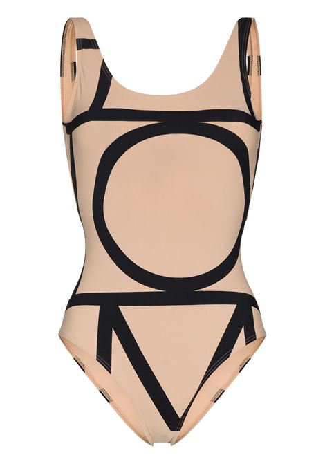 Beige monogram-print swimsuit Toteme - women TOTEME | 213842795910