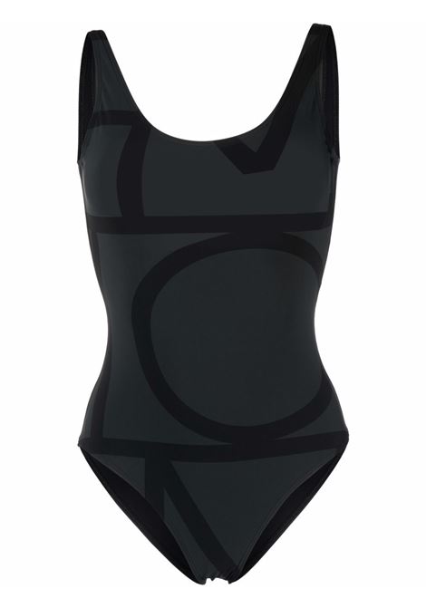 Black monogram-print swimsuit - toteme - women TOTEME | 213842795925