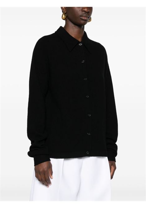 Black shirt-collar cashmere cardigan Toteme - women TOTEME | 243WRT0347YA0016001