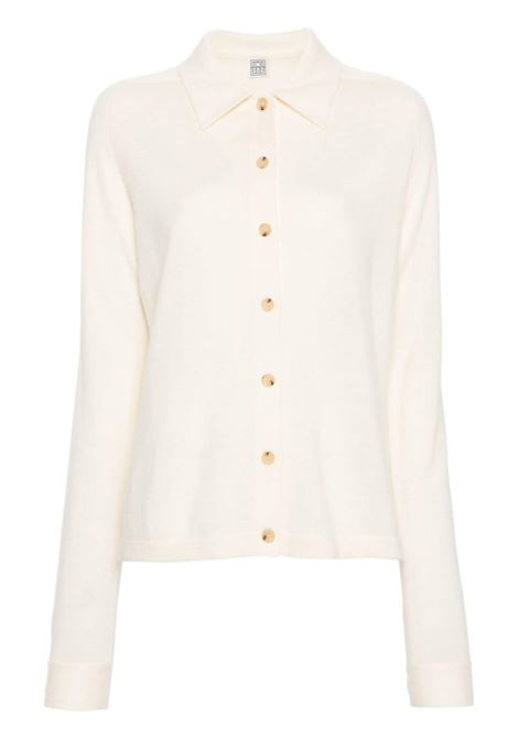 Beige shirt-collar cashmere cardigan Toteme - women