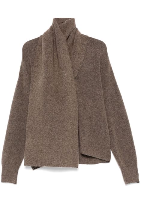 Taupe attached-scarf sweater Toteme - women