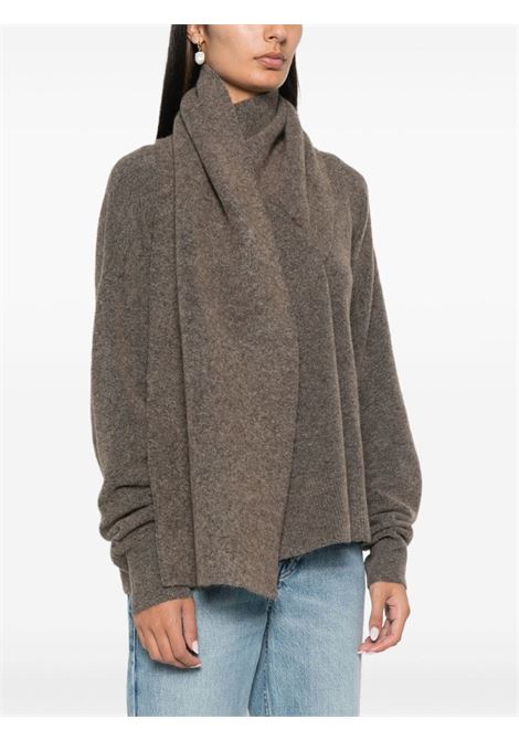 Taupe attached-scarf sweater Toteme - women TOTEME | 244WRT0368YA0099235