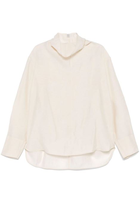 White cream funnel-neck organza blouse Toteme - women