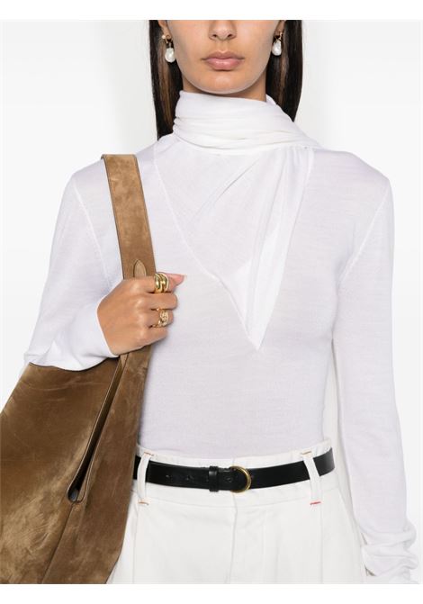 White draped-scarf sweater Toteme - women TOTEME | 244WRT0393YA0087059