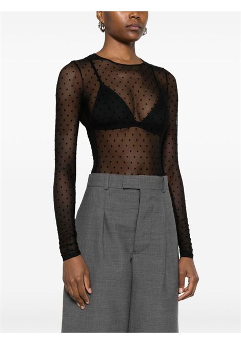 Black polka-dot bodysuit Wardrobe.Nyc - women WARDROBE.NYC | W1106F24PDBLK