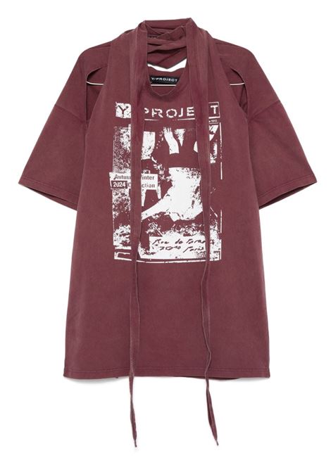 Burgundy Multiscarf Rock band-print cut-out mini dress Y/Project - women Y/PROJECT | Dresses | 104DR014BRGNDY