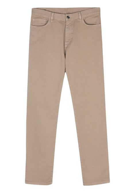 Brown logo-patch trousers Zegna - men