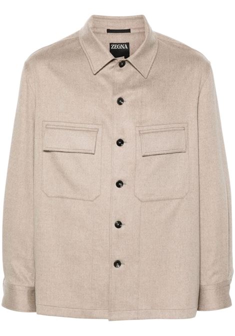 Giacca-camicia a maniche lunghe in beige di Zegna - uomo