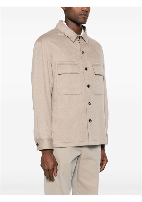 Beige long-sleeved overshirt Zegna - men ZEGNA | UEV46A8SOT6B014