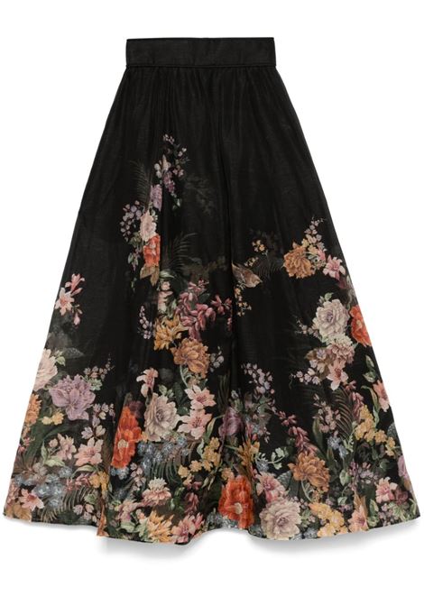 Black floral-print Pavilion midi skirt Zimmermann - women ZIMMERMANN | Skirts | 0815SF243BLKMLFL