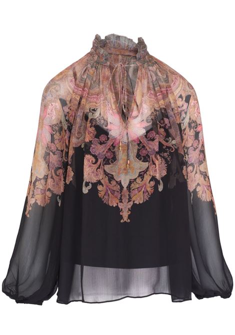 Blusa Illustration Billow in nero e rosa Zimmermann - donna