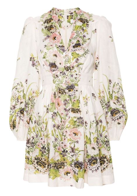 Multicolored halliday plunge floral-print dress zimmermann - women