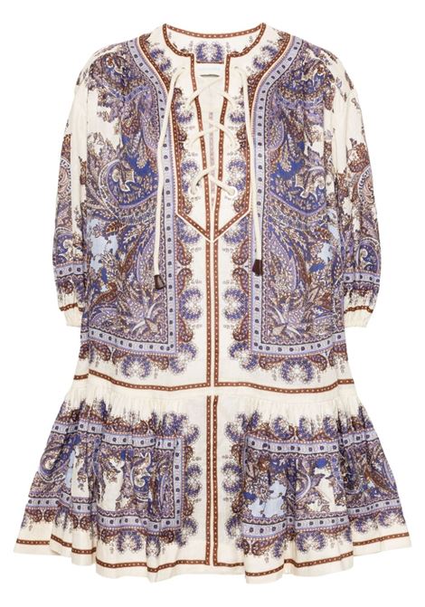 Multicolor Ottie paisley-print linen mini dress Zimmermann - women