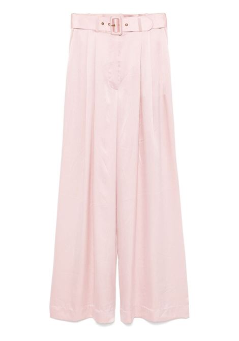 Pink silk palazzo trousers Zimmermann - women ZIMMERMANN | Trousers | 2151PF24RPALPINK