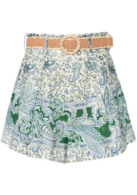 Shorts Ottie con stampa paisley in verde Zimmermann - donna ZIMMERMANN | 7453ASS242GRPA