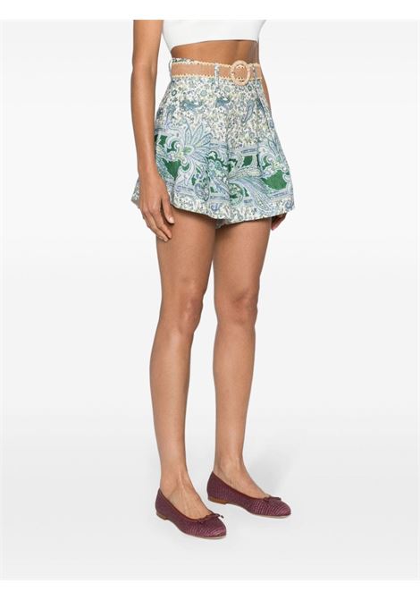 Shorts Ottie con stampa paisley in verde Zimmermann - donna ZIMMERMANN | 7453ASS242GRPA