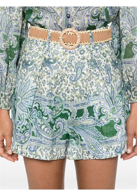 Shorts Ottie con stampa paisley in verde Zimmermann - donna ZIMMERMANN | 7453ASS242GRPA