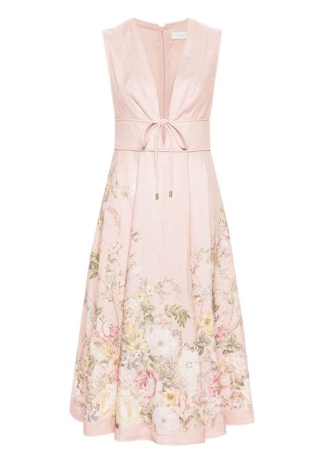 Abito midi Waverly Plunge in rosa di ZIMMERMANN - donna