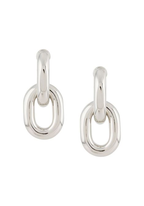 Silver chunky drop-chain earrings - women