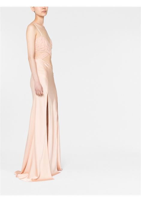 Nude beige lace cut-out-detail gown - women AMEN | AMS23511059