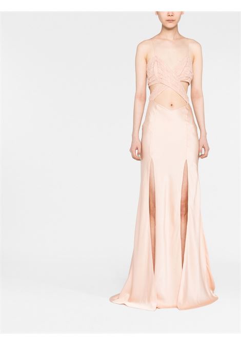 Nude beige lace cut-out-detail gown - women AMEN | AMS23511059