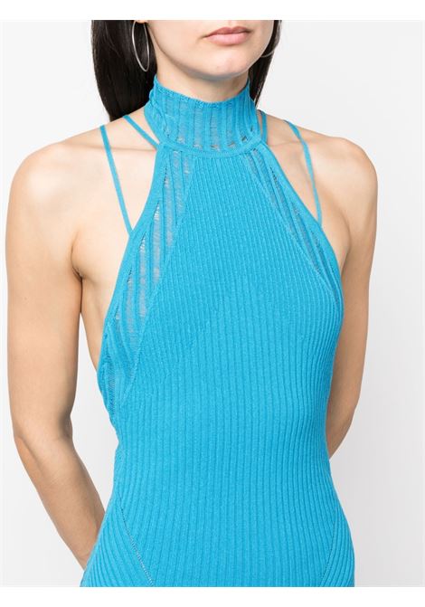 Blue halterneck knitted midi dress - women ANDREADAMO | ADPS23DR159474731267