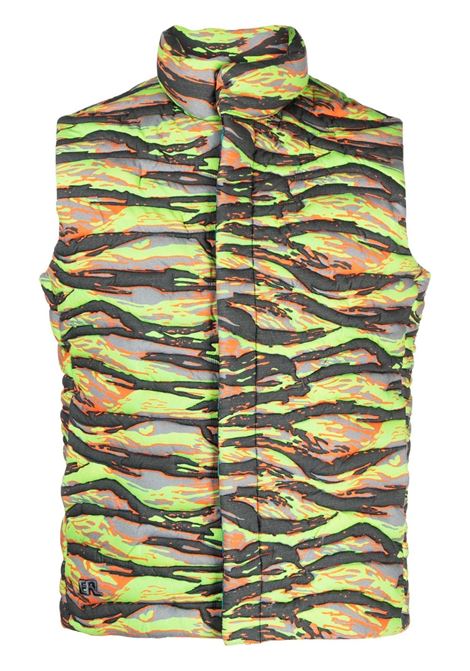 Multicolored printed quilted puffer gilet - men