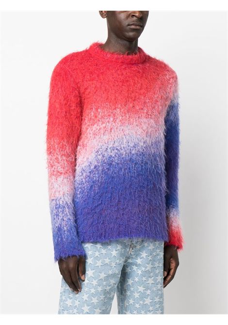 Blue, red and white ombré-effect brushed-finish jumper-  unisex ERL | ERL06N0051