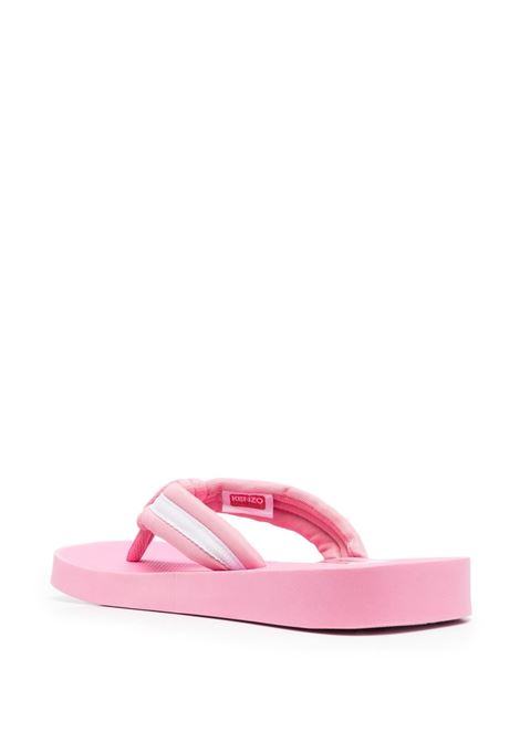 Pink logo-patch striped slides - women KENZO | FD52MU090F5130