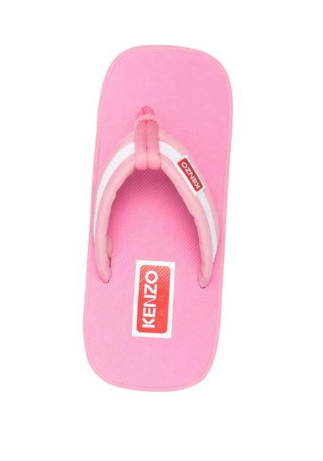 Pink logo-patch striped slides - women KENZO | FD52MU090F5130