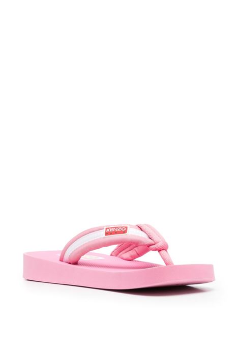 Pink logo-patch striped slides - women KENZO | FD52MU090F5130