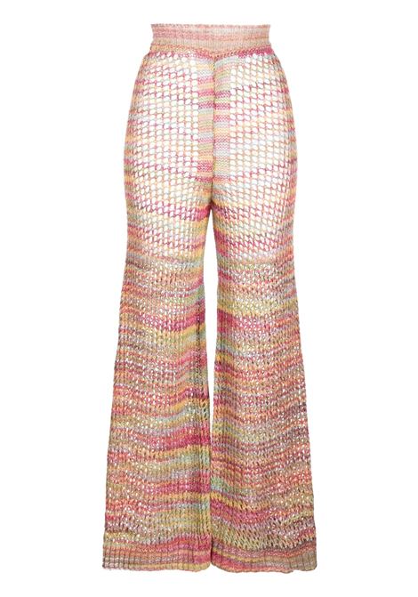 Pantaloni svasati in rosa e multicolore - donna